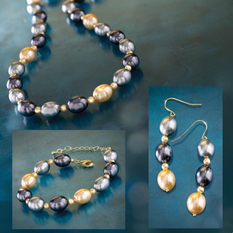 Eternal Pearl Necklace, Earrings & Bracelet